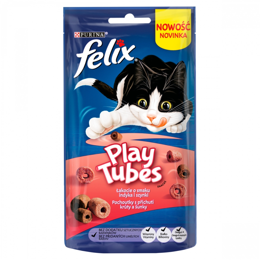 Zdjęcie Felix Play Tubes przysmaki dla kota  indyk i szynka 50g