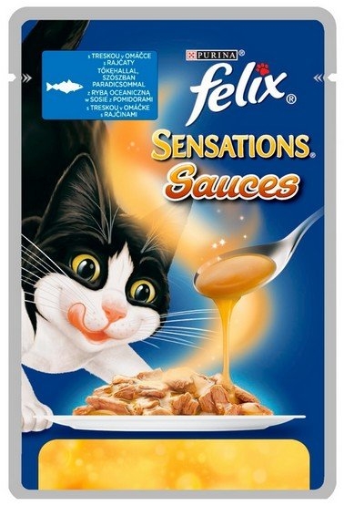Zdjęcie Felix Saszetka Sensations Sauce dla kotów  łosoś morski w sosie z pomidorami 100g