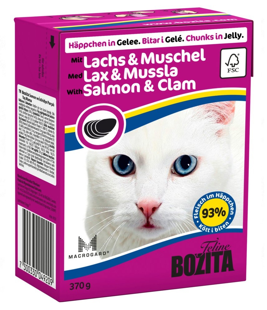 Zdjęcie Bozita Puszka kartonik dla kota  Lachs & Muscheln (łosoś i małże), galaretka 370g