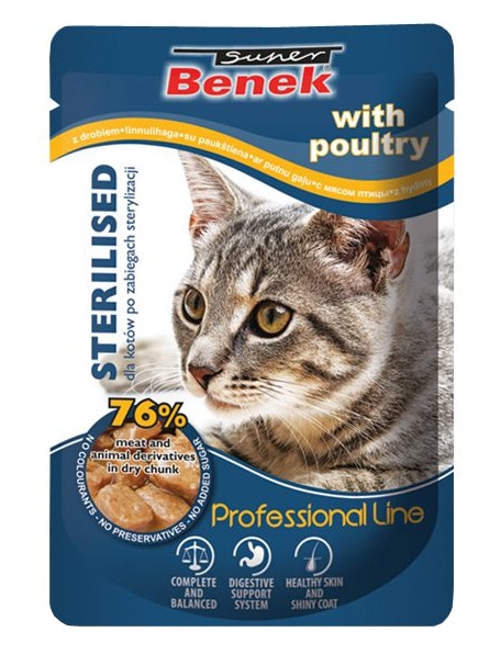 Zdjęcie Certech Saszetka dla kota Super Benek Sterilised  drób w sosie 100g