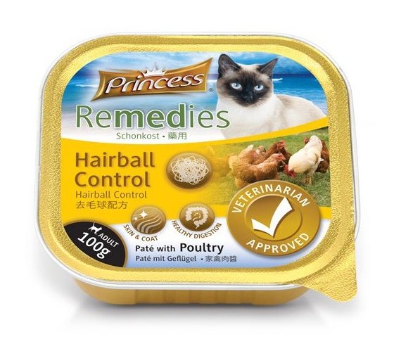 Zdjęcie Princess Cat Remedies Hairball Control tacka dla kota pasztet z drobiem 100g