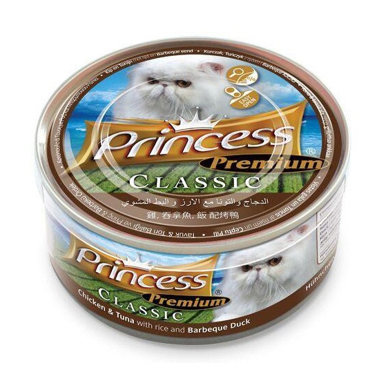 Zdjęcie Princess Premium Cat Classic puszka  kurczak, tuńczyk i kaczka BBQ 170g