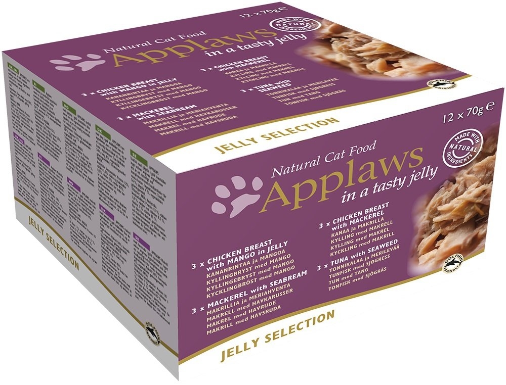 Zdjęcie Applaws Multipak puszek dla kota Jelly Selection  kurczak i ryby w galaretce  12x70g