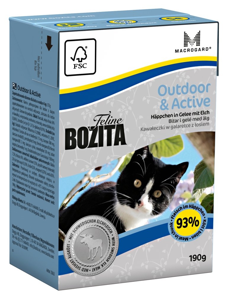 Bozita Outdoor & Active puszka kartonik dla kotów kawałki z łosiem, galaretka 190g