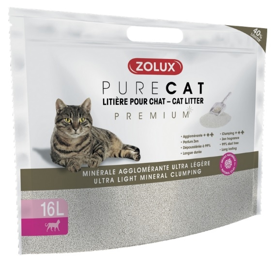 Zolux Pure Cat żwirek zbrylający Premium dla kotów ultralekki 16l