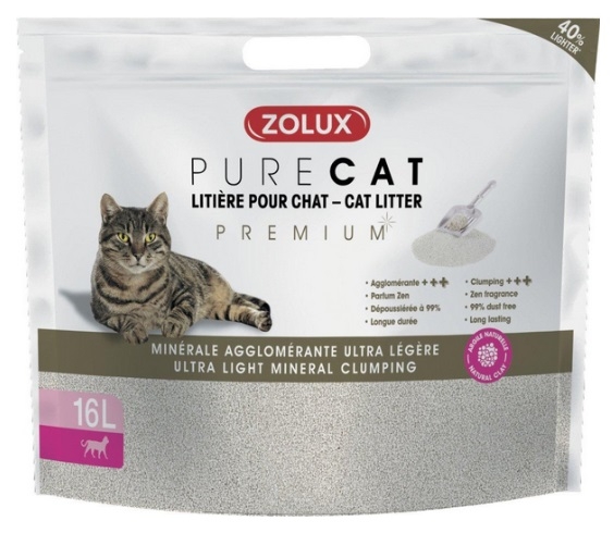 Zdjęcie Zolux Pure Cat żwirek zbrylający Premium dla kotów ultralekki 16l