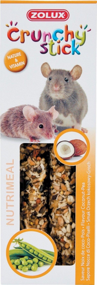 Zolux Crunchy Stick kolby dla szczurów i myszek orzech kokosowy / zielony groszek 2 szt.