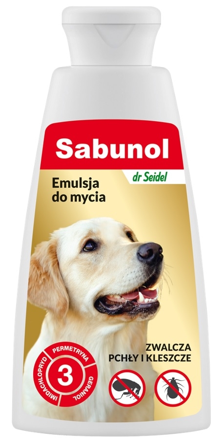 Z laboratorium dr Seidla Sabunol Emulsja do mycia dla psów preparat zwalczający pchły 150ml