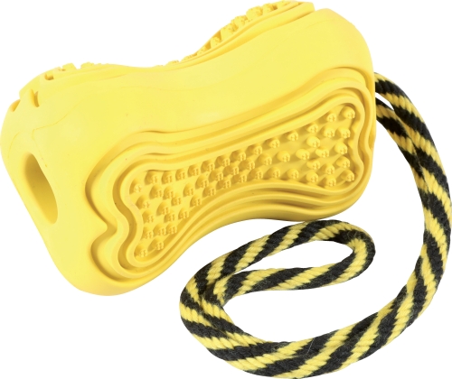 Zolux Zabawka kość kauczukowa ze sznurem Titan large, żółta