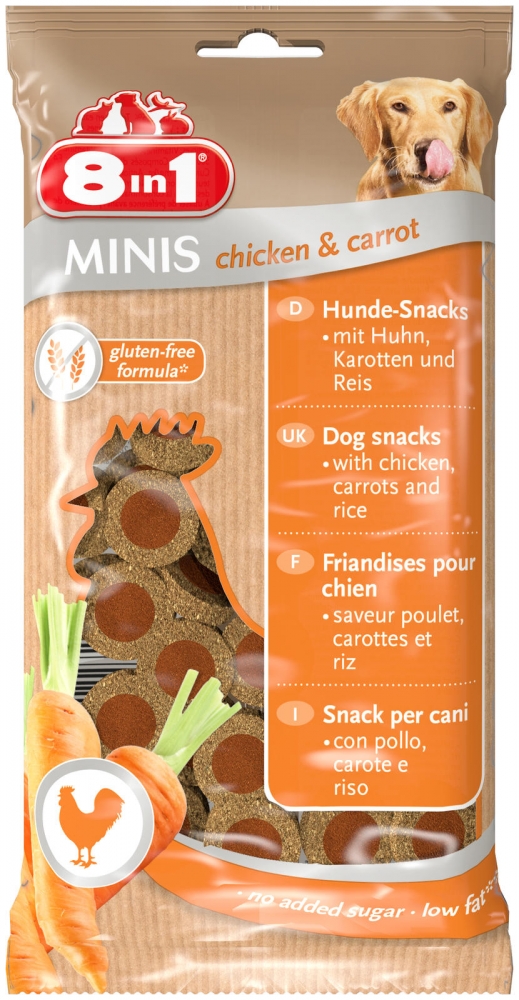 Zdjęcie 8in1 Minis przysmaki dla psów  kurczak z marchewką i ryżem 100g