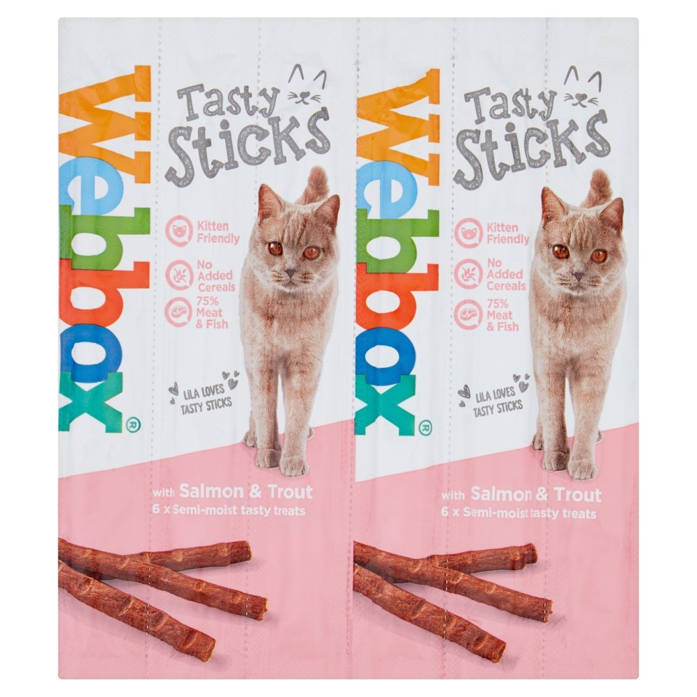 Zdjęcie Webbox Tasty Sticks kabanosy dla kota z łososiem i pstrągiem 6 szt.
