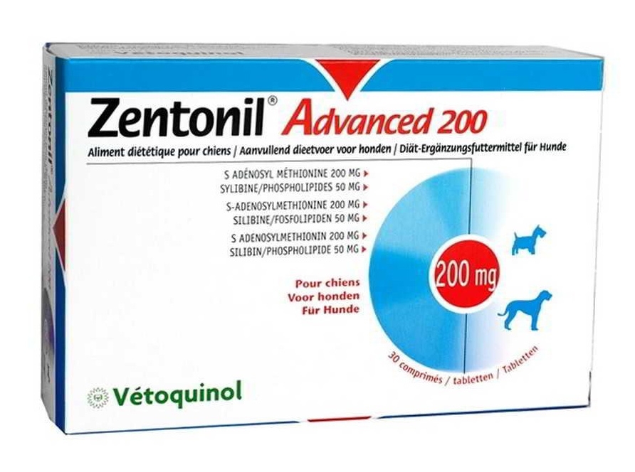 Zdjęcie Vetoquinol Zentonil Advanced 200mg  preparat wspomagający funkcjonowanie wątroby 30 tbl.