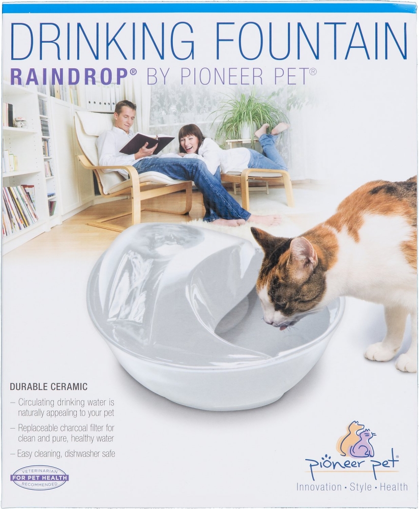 Zdjęcie Pioneer Pet Ceramiczna fontanna Rain Drop Style biała dla kotów i małych psów 1.78l