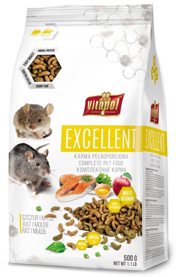 Zdjęcie Vitapol Excellent kompletny pokarm w granulacie  dla szczura i myszek 500g