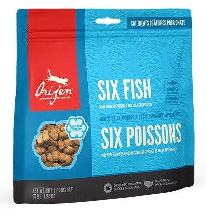 Orijen Cat Treats Six Fish przysmaki liofilizowane 100% mięsa z ryb 35g (100 szt.)