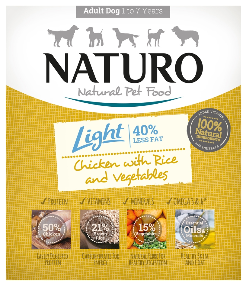 Zdjęcie Naturo Dog tacka dla psa Light   kurczak z ryżem i warzywami 400g