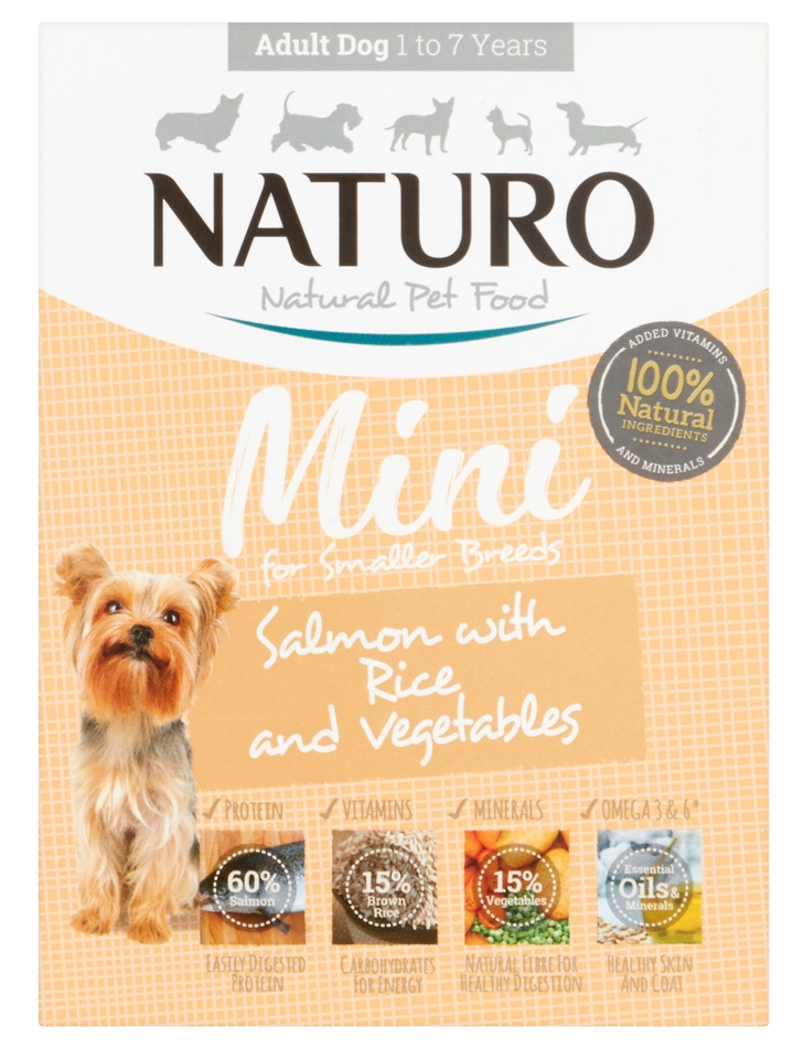 Zdjęcie Naturo Adult Dog tacka dla psa  łosoś z ryżem i warzywami 150g