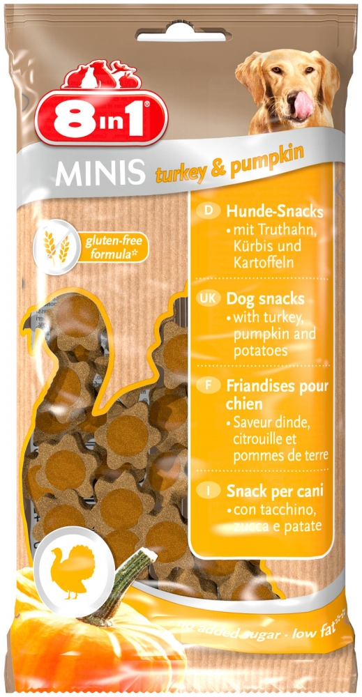 Zdjęcie 8in1 Minis przysmaki dla psów  indyk z dynią i ziemniakami 100g