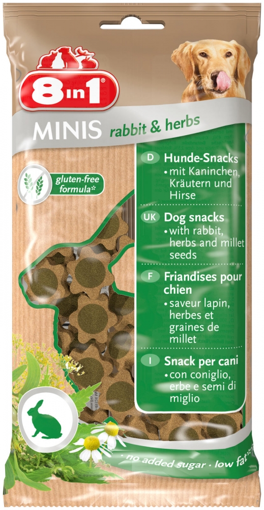 Zdjęcie 8in1 Minis przysmaki dla psów  królik z ziołami i prosem 100g