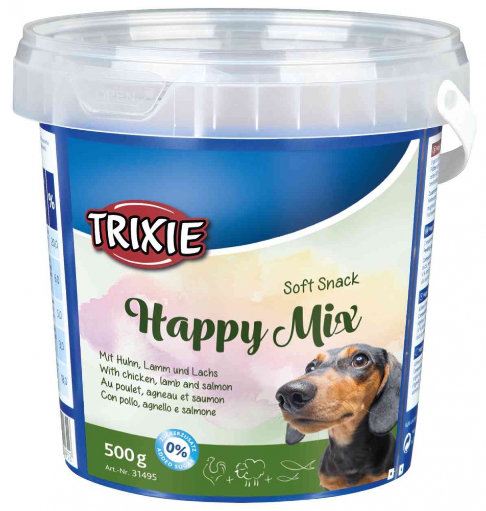 Trixie Soft Snack Happy Mix miękkie przysmaki dla psa z kurczakiem, jagnięciną i łososiem 500g