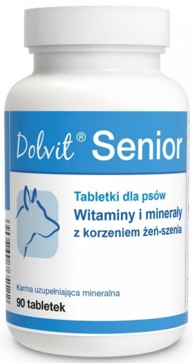 Zdjęcie Dolfos Senior z żeń-szeniem witaminowo-mineralny preparat dietetyczny dla starszych psów 90 tabl.