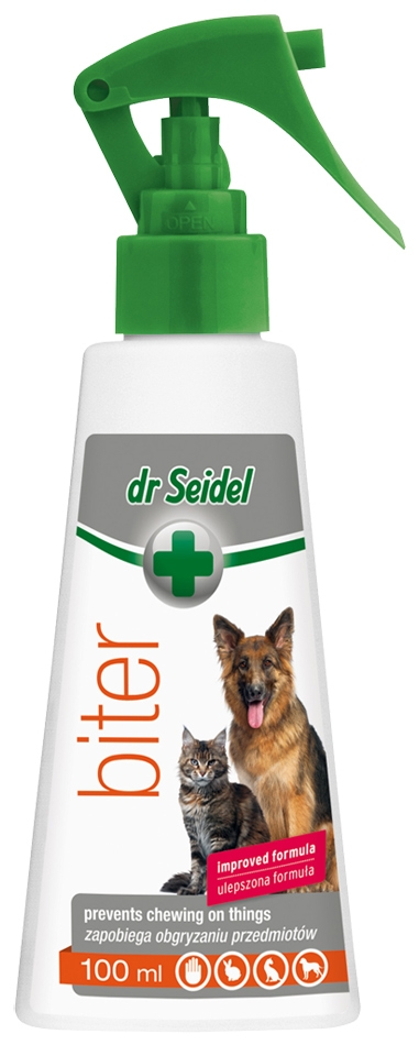 Z laboratorium dr Seidla Biter płyn przeciw gryzieniu przedmiotów dla psów i kotów 100ml