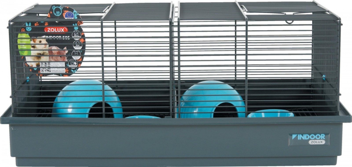 Zdjęcie Zolux Klatka Indoor 50 dla myszek podwójna  szara/niebieska 18x24x46,5cm