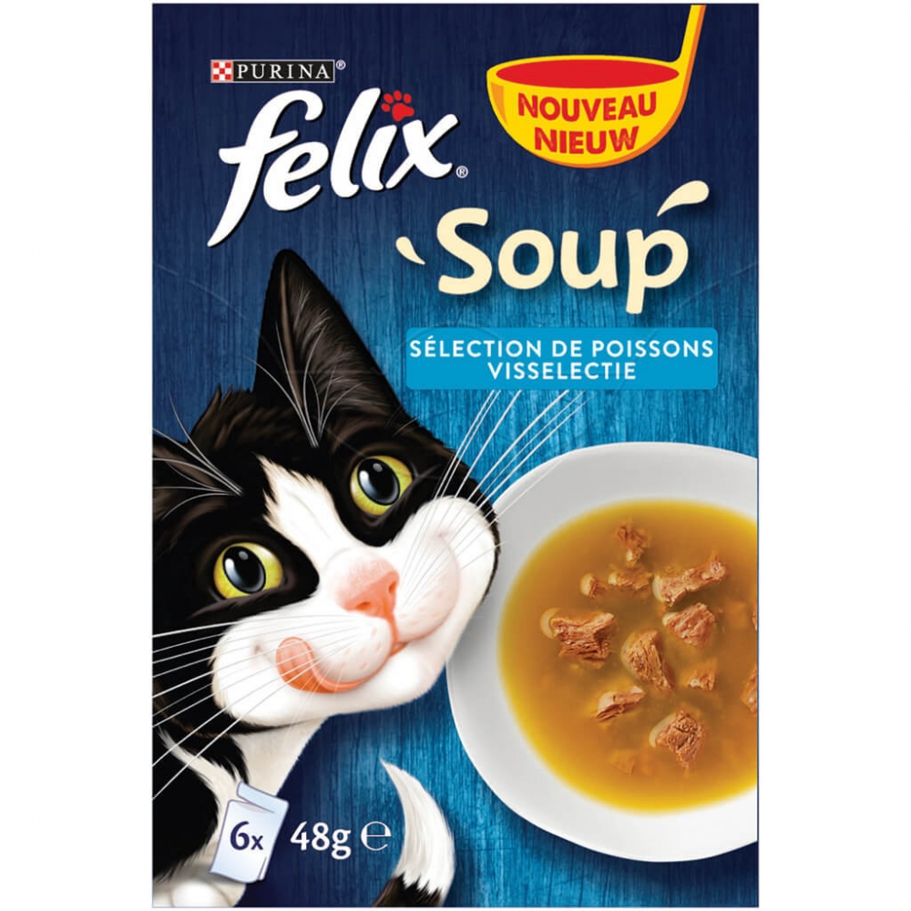 Zdjęcie Felix Soup zestaw zupek dla kota  Fish Selection (dorsz, tuńczyk, flądra) 6 x 48g