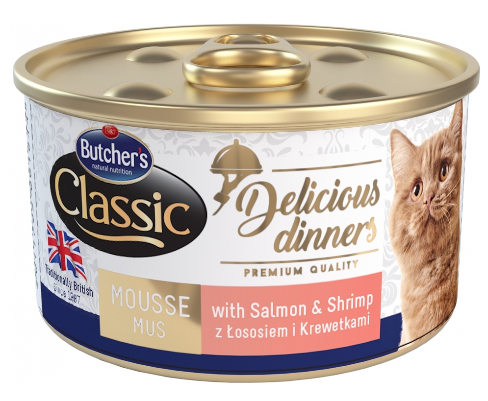Butcher’s Delicious Dinner puszka dla kota  z łososiem i krewetkami 85g