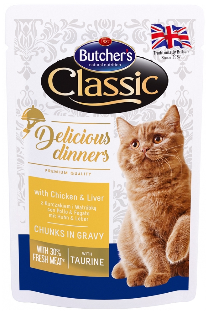 Butcher’s Classic Delicious Dinner saszetka dla kota  z kurczakiem i wątróbką 85g