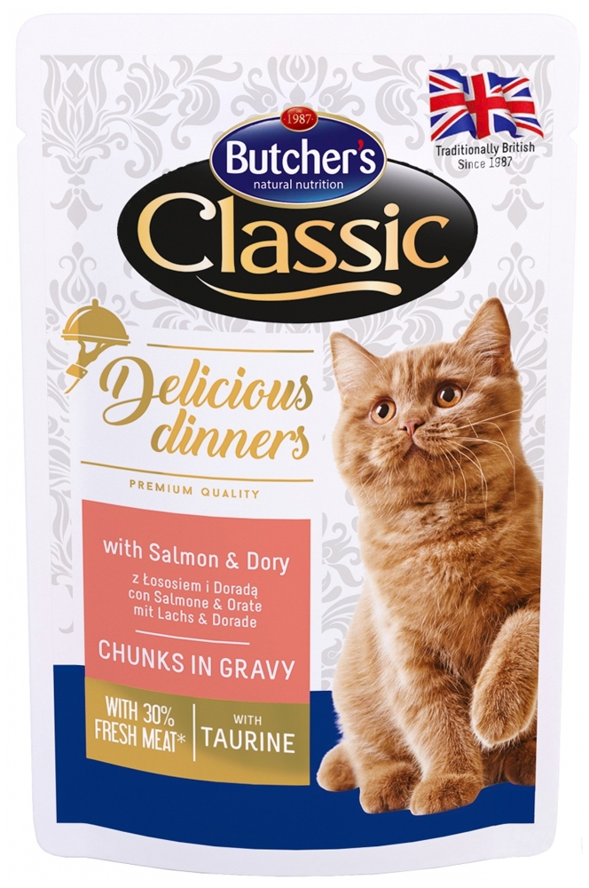 Zdjęcie Butcher's Classic Delicious Dinner saszetka dla kota   z łososiem i doradą 85g