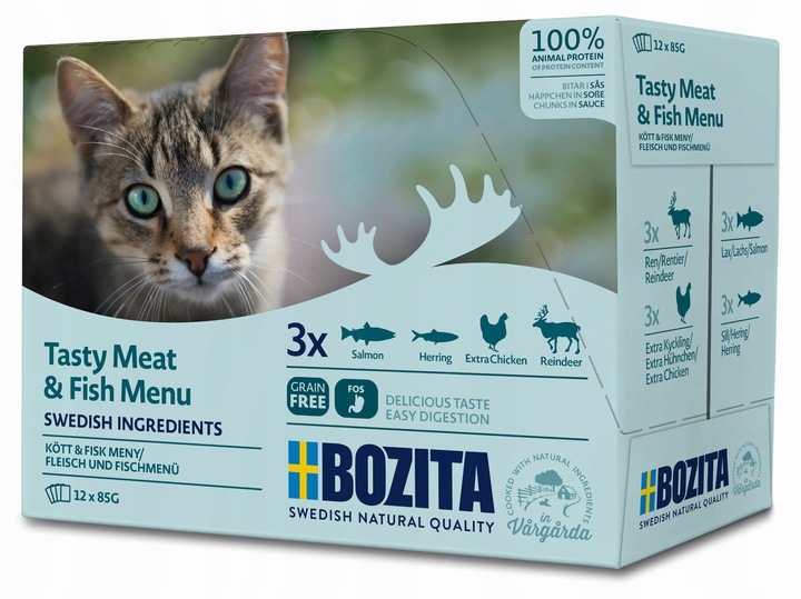 Bozita Multibox saszetek dla kota z mięsem i rybą 12x 85g