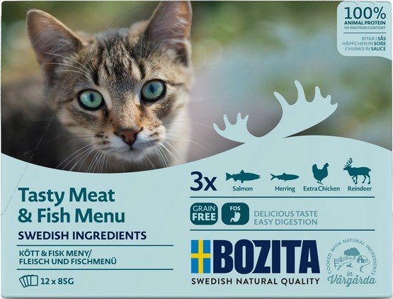 Zdjęcie Bozita Multibox saszetek dla kota  z mięsem i rybą 12x 85g
