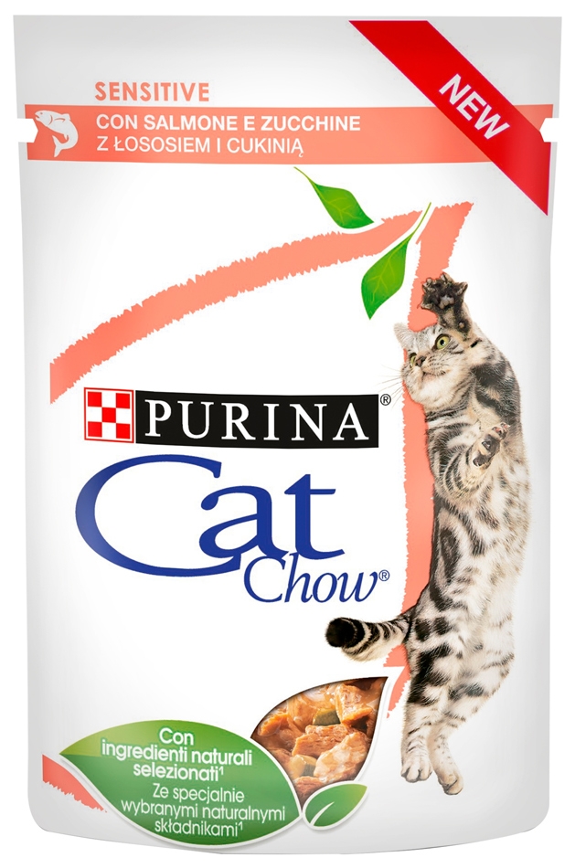 Purina Cat Chow Sensitive saszetka z łososiem i cukinią 85g