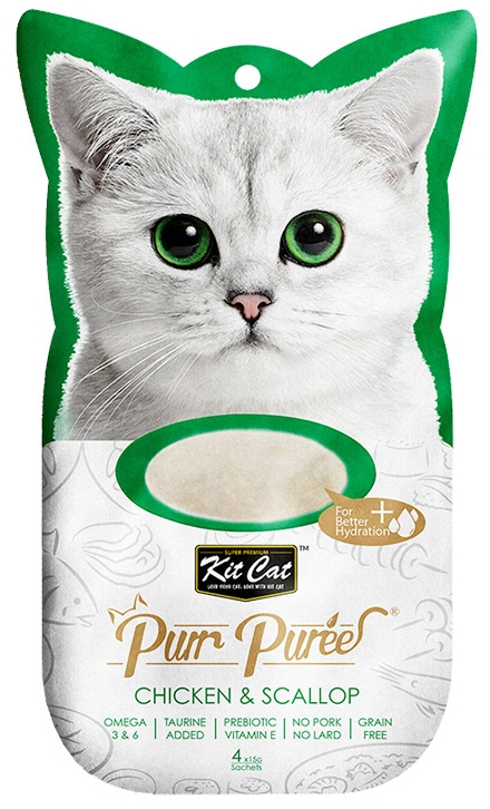Kit Cat PurrPuree przysmaki dla kotów Kurczak & Przegrzebki 4x15g