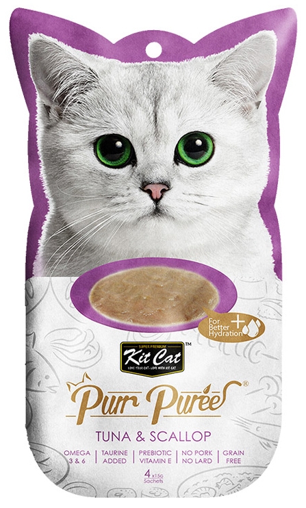 Kit Cat PurrPuree przysmaki dla kotów Tuńczyk & Przegrzebki 4x15g