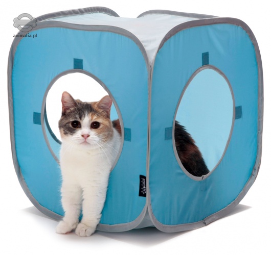 Zdjęcie Sport Pet Designs Kitty Play Cube kryjówka domek dla kota  błękitny 38 x 38 x 38 cm