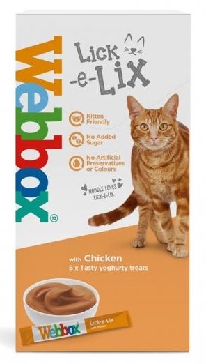 Webbox Lick-e-Lix jogurtowy przysmak dla kota z kurczakiem 5x15g
