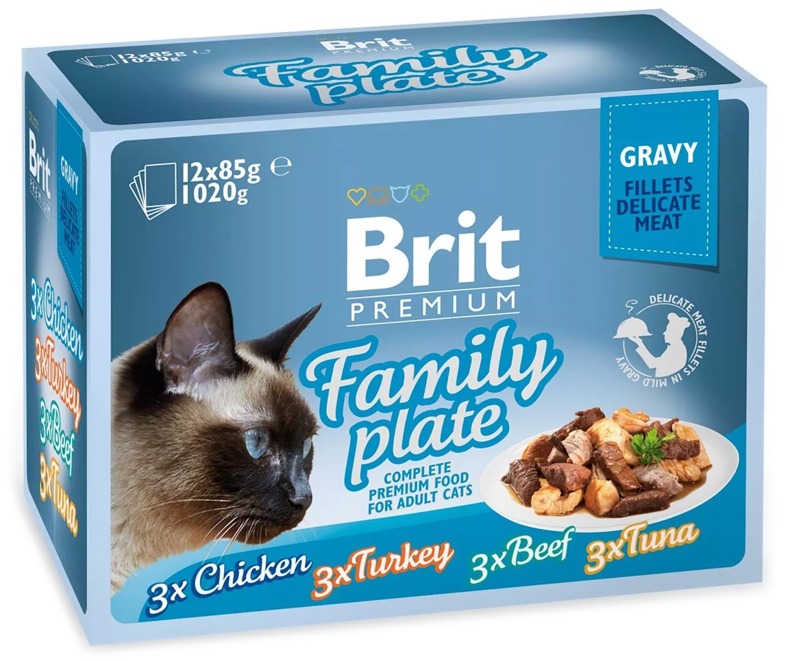 Brit Multipack saszetek Premium Cat Gravy w sosie kurczak, indyk, wołowina, tuńczyk 12x 85g