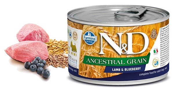 Zdjęcie Farmina N&D Ancestral Grain Dog Adult Mini puszka jagnięcina i borówki 140g