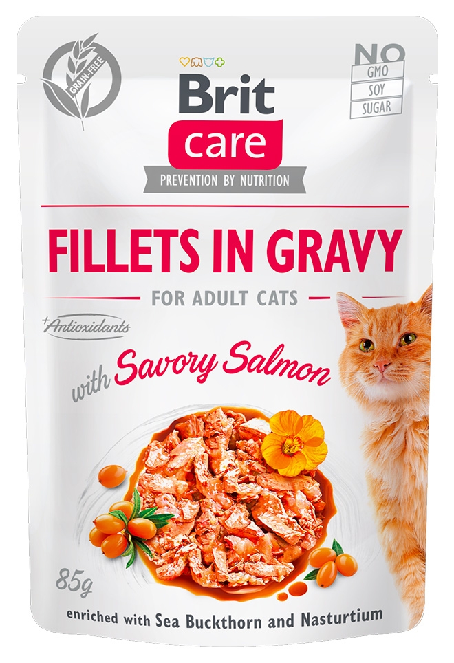 Brit Care Cat Fillets in Gravy saszetka dla kota savory salmon 85g