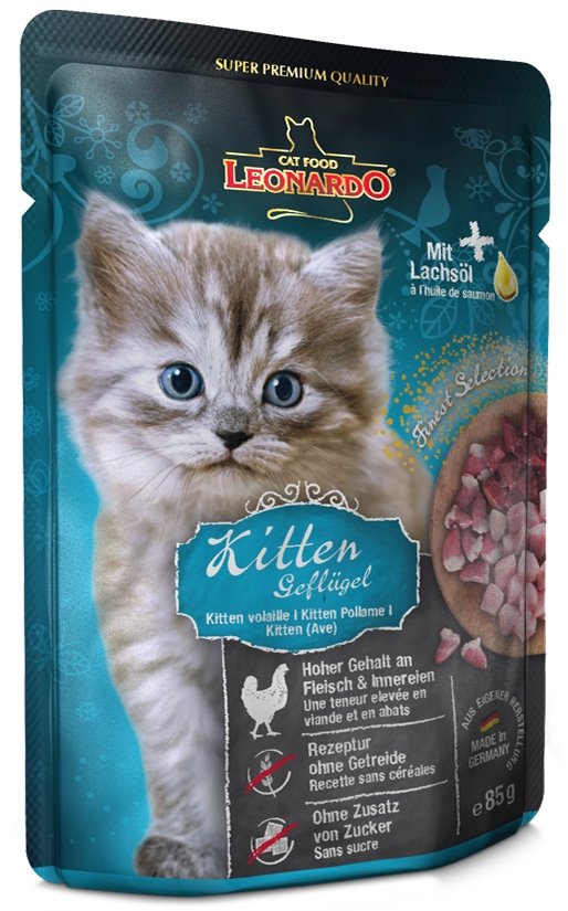 Zdjęcie Leonardo Finest Selection Kitten saszetka dla kociąt  czysty kurczak 85g