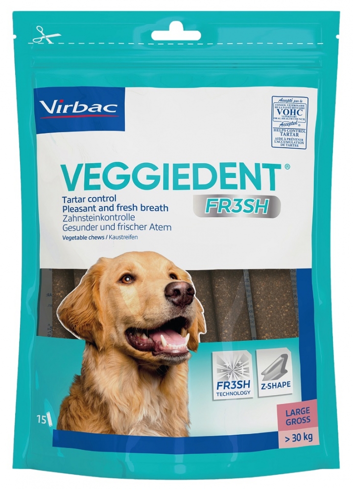 Virbac Veggiedent Fr3esh gryzaki do pielęgnacji jamy ustnej rozmiar L dla psów >30kg 15 szt.