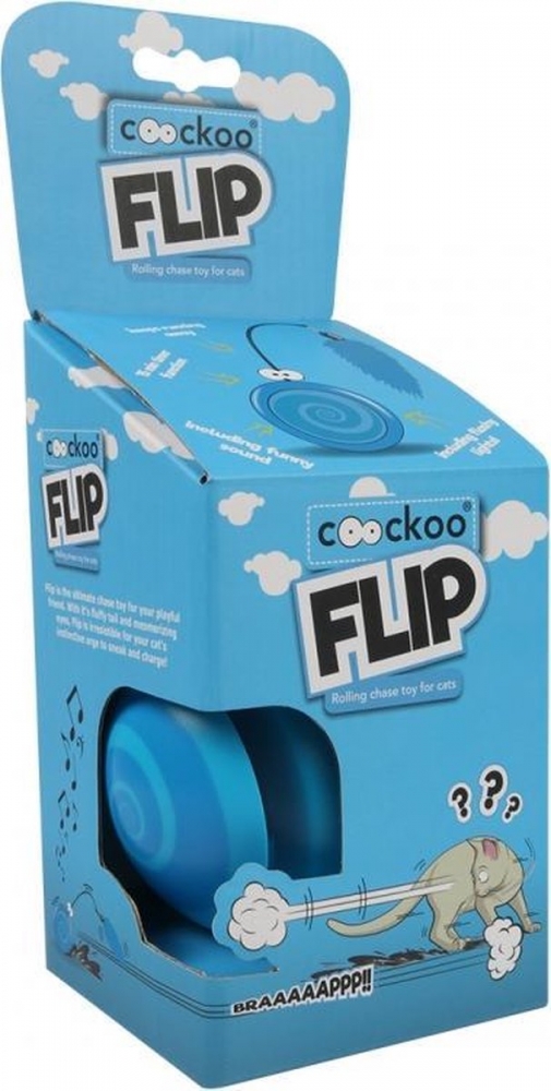Zdjęcie Coockoo Flip samobieżna, interaktywna piłka dla kota  niebieska ø 12,2 x 13,1 cm