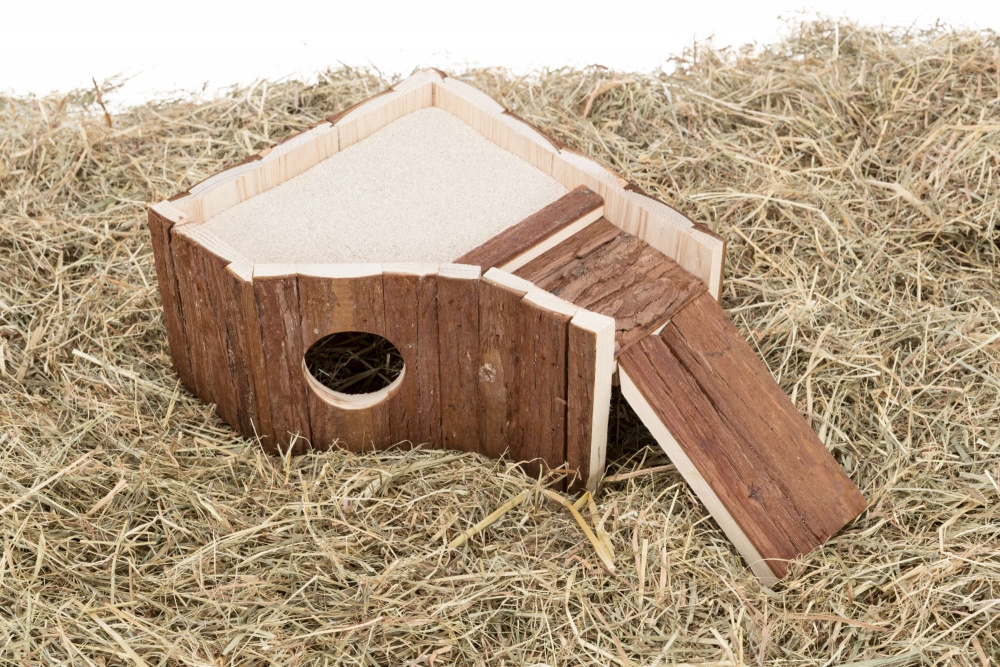 Zdjęcie Trixie Drewniany domek Hedvig z piaskownicą  dla myszy lub chomika 38 x 25 x 14 cm