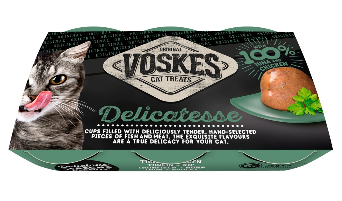 Zdjęcie Voskes Delicatesse Cat Treats przysmak w kubeczkach dla kota tuńczyk + kurczak 6 x 25g