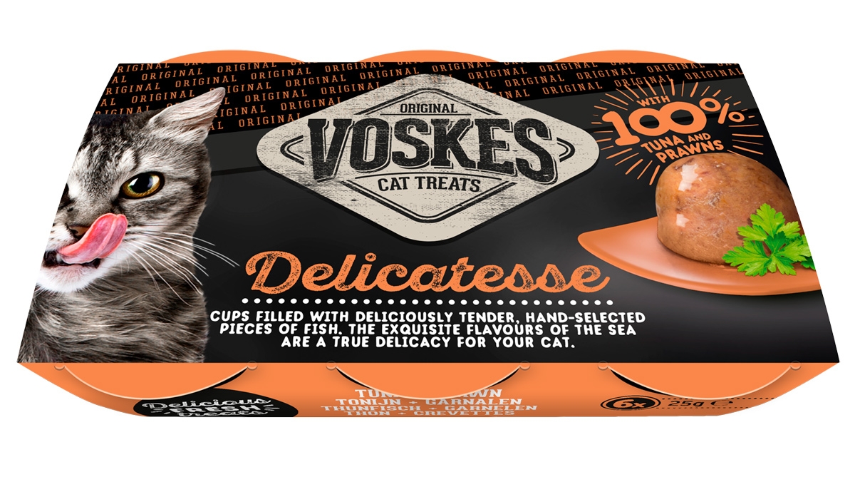 Zdjęcie Voskes Delicatesse Cat Treats przysmak w kubeczkach dla kota tuńczyk + krewetki 6 x 25g