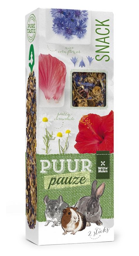 Witte Molen Puur Pauze Snack Flowers Camomile / Hibiscus / Cornflower kolby dla gryzoni z rumiankiem i chabrem 2 szt.