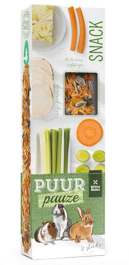 Witte Molen Puur Pauze Snack Vegetables Parsnip / Cabbage / Carrot / Leek kolby dla gryzoni z pietruszką i marchewką 2 szt.
