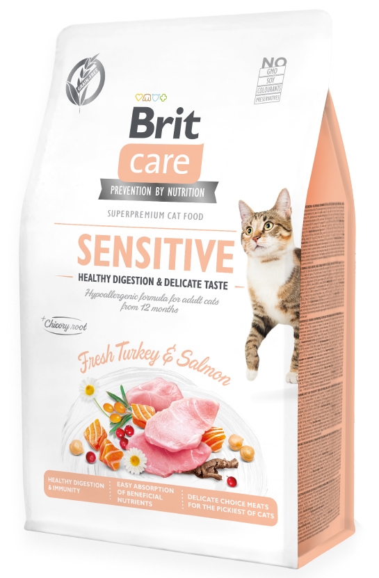 Zdjęcie Brit Care Cat Sensitive Healthy Digestion Grain Free + POJEMNIK NA KARMĘ GRATIS! 2kg
